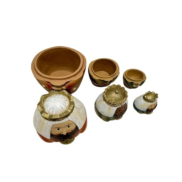 Nativity Scene Nesting Dolls Roman Inc Resin Three 3 Wisemen Vintage - Picture 7 of 10